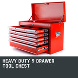 BULLET 9 Drawer Tool Box Chest Organiser Mechanic Garage Storage Toolbox Set - Front View