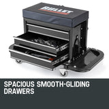 BULLET Rolling Tool Box Stool Mechanic Creeper Toolbox Seat Cushion Garage Tray - Top-Down View