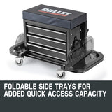 BULLET Rolling Tool Box Stool Mechanic Creeper Toolbox Seat Cushion Garage Tray - 45-Degree Angle