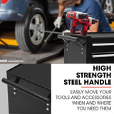 Bullet Pro 4 Drawer Tool Box Cabinet Trolley Storage, with 1-Door Toolbox Garage Organiser Set, Black