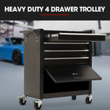 Bullet Pro 4 Drawer Tool Box Cabinet Trolley Storage, with 1-Door Toolbox Garage Organiser Set, Black - Top-Down View
