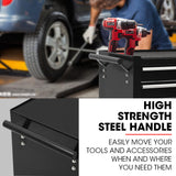 Bullet Pro 4 Drawer Tool Box Cabinet Trolley Storage, with 1-Door Toolbox Garage Organiser Set, Black - Low Angle
