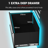 BULLET Pro 7 Drawer Tool Box Cabinet Trolley Storage, Toolbox Garage Organiser Set, Black - Extra Image