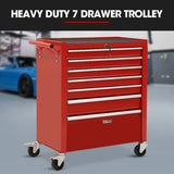 BULLET Pro 7 Drawer Tool Box Cabinet Trolley Storage, Toolbox Garage Organiser Set, Red - Top-Down View