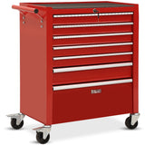 BULLET Pro 7 Drawer Tool Box Cabinet Trolley Storage, Toolbox Garage Organiser Set, Red - Extra Image