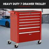 BULLET Pro 7 Drawer Tool Box Cabinet Trolley Storage, Toolbox Garage Organiser Set, Red - Extra Image