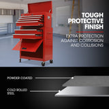 BULLET 8 Drawer Tool Box Cabinet Chest Storage, Toolbox Garage Organiser Set, Red - Side View