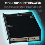 BULLET Pro 8 Drawer Tool Box Chest Cabinet Storage, with 2-Door Toolbox Garage Organiser Set, Black