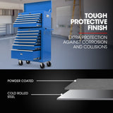 BULLET 16 Drawer Tool Box Cabinet Chest Storage, Toolbox Garage Organiser Set, Blue - Front View