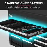 BULLET Pro 16 Drawer Tool Box Cabinet Chest Storage, Toolbox Garage Organiser Set, Black - Top-Down View