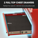 Bullet Pro 16 Drawer Tool Box Cabinet Chest Storage, Toolbox Garage Organiser Set, Red - 45-Degree Angle