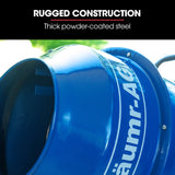 BAUMR-AG 140L Portable Cement Concrete Mixer with Pedestal Stand, 550W Electric Motor, 10 Inch Solid Rubber Wheels - Top-Down View