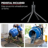 BAUMR-AG 140L Portable Cement Concrete Mixer with Pedestal Stand, 550W Electric Motor, 10 Inch Solid Rubber Wheels - 45-Degree Angle