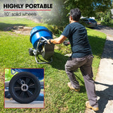 BAUMR-AG 140L Portable Cement Concrete Mixer with Pedestal Stand, 550W Electric Motor, 10 Inch Solid Rubber Wheels - Close-Up Angle