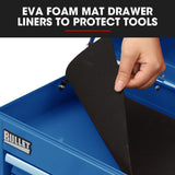 BULLET 9 Drawer Tool Box Chest, Organiser Mechanic Garage Storage Toolbox Set - Blue - Rear View