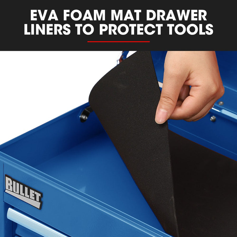BULLET 9 Drawer Tool Box Chest, Organiser Mechanic Garage Storage Toolbox Set - Blue