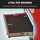 BULLET Pro 9 Drawer Tool Box Chest, Organiser Mechanic Garage Storage Toolbox Set - Red - 45-Degree Angle
