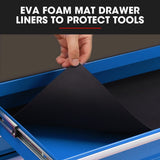 Bullet Pro 3 Drawer Tool Box Cabinet Trolley Storage, with 1-Door Toolbox Garage Organiser Set, Blue - Low Angle