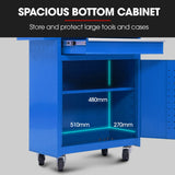 Bullet Pro 5 Drawer Tool Box Cabinet Chest Storage, with 1-Door Toolbox Garage Organiser Set, Blue - Extra Image
