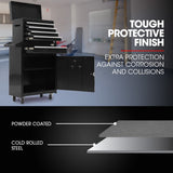 BULLET Pro 5 Drawer Tool Box Cabinet Chest Storage, with 1-Door Toolbox Garage Organiser Set, Black - Front View