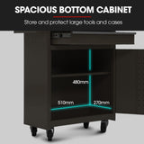 BULLET Pro 5 Drawer Tool Box Cabinet Chest Storage, with 1-Door Toolbox Garage Organiser Set, Black - Rear View