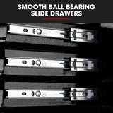 BULLET Pro 5 Drawer Tool Box Cabinet Chest Storage, with 1-Door Toolbox Garage Organiser Set, Black - Rear View