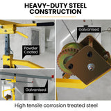 UNIMAC Drywall & Panel Lifter, 1200 x 3600 68kg Max Gyprock Sheet, Galvanised, No-mark Locking Castors - Front View