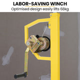 UNIMAC Drywall & Panel Lifter, 1200 x 3600 68kg Max Gyprock Sheet, Galvanised, No-mark Locking Castors - Side View