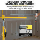UNIMAC Drywall & Panel Lifter, 1200 x 3600 68kg Max Gyprock Sheet, Galvanised, No-mark Locking Castors - Low Angle