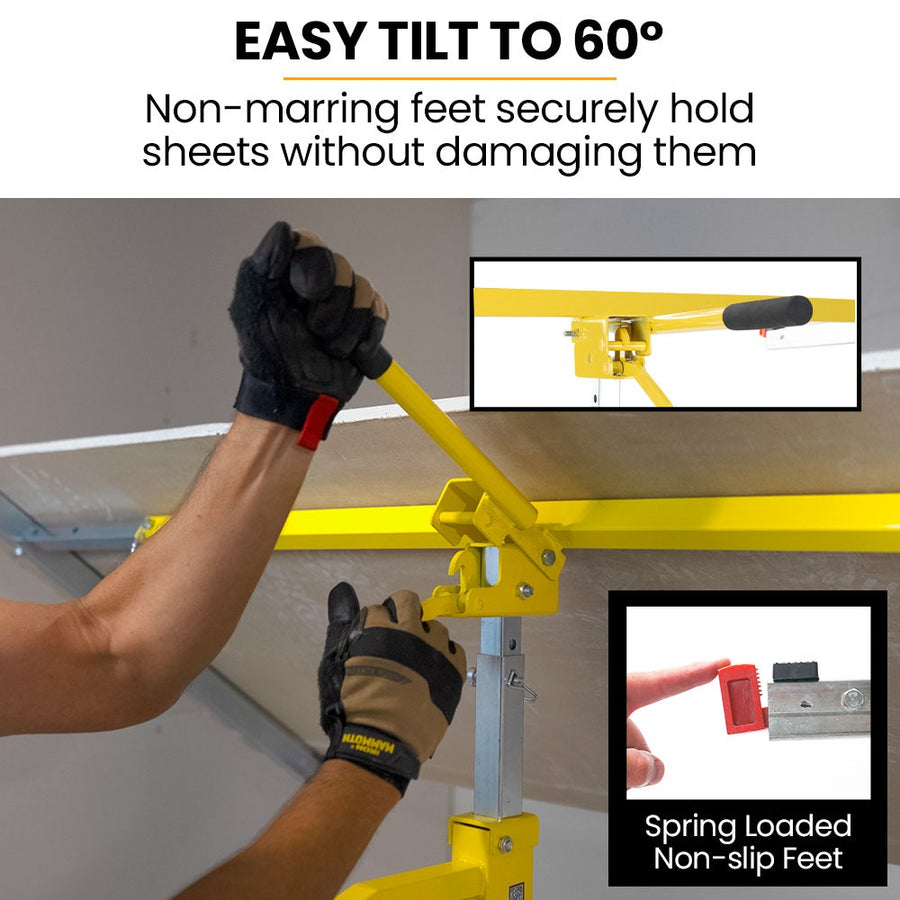 UNIMAC Drywall & Panel Lifter, 1200 x 3600 68kg Max Gyprock Sheet, Galvanised, No-mark Locking Castors