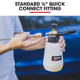 Jet-USA Soap Foam Snow Cannon with 1L Bottle, Works with Petrol and some Electric Pressure Washers - Rear View