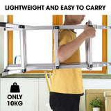 Bullet 2.9m Folding Aluminium Multipurpose Ladder, w/ Workshelf Platform, Spring Assisted Rapid Safety Lock Adjusters - Extra Image