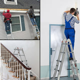 Bullet 2.9m Folding Aluminium Multipurpose Ladder, w/ Workshelf Platform, Spring Assisted Rapid Safety Lock Adjusters - Extra Image