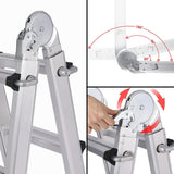 Bullet 4m Folding Aluminium Multipurpose Ladder, w/ Workshelf Platform, Spring Assisted Rapid Safety Lock Adjusters - Close-Up Angle