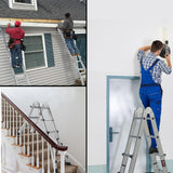Bullet 4m Folding Aluminium Multipurpose Ladder, w/ Workshelf Platform, Spring Assisted Rapid Safety Lock Adjusters - Extra Image