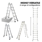 Bullet 5.1m Folding Aluminium Multipurpose Ladder, w/ Workshelf Platform, Spring Assisted Rapid Safety Lock Adjusters - Top-Down View