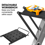 Bullet 5.1m Folding Aluminium Multipurpose Ladder, w/ Workshelf Platform, Spring Assisted Rapid Safety Lock Adjusters - Low Angle