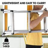Bullet 5.1m Folding Aluminium Multipurpose Ladder, w/ Workshelf Platform, Spring Assisted Rapid Safety Lock Adjusters - Extra Image