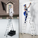 Bullet 5.1m Folding Aluminium Multipurpose Ladder, w/ Workshelf Platform, Spring Assisted Rapid Safety Lock Adjusters - Extra Image