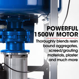 BAUMR-AG 120L Forced Action Pan Mixer, 1500W Electric Direct Drive Motor, Heavy-Duty Frame, for Mortar Screed Resin Cement, 10 Inch Solid Rubber Wheels - Front View