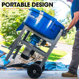 BAUMR-AG 120L Forced Action Pan Mixer, 1500W Electric Direct Drive Motor, Heavy-Duty Frame, for Mortar Screed Resin Cement, 10 Inch Solid Rubber Wheels - Top-Down View
