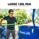 BAUMR-AG 120L Forced Action Pan Mixer, 1500W Electric Direct Drive Motor, Heavy-Duty Frame, for Mortar Screed Resin Cement, 10 Inch Solid Rubber Wheels - 45-Degree Angle