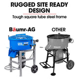BAUMR-AG 120L Forced Action Pan Mixer, 1500W Electric Direct Drive Motor, Heavy-Duty Frame, for Mortar Screed Resin Cement, 10 Inch Solid Rubber