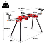 Baumr-AG Mitre Saw Stand Universal Adjustable Portable Drop Saw Bench Table - Rear View