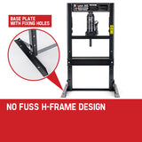 Baumr-AG 10 Tonne Hydraulic Shop Press Workshop Jack Bending Stand H-Frame - Low Angle