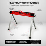 Baumr-AG 2 x Steel Saw Horse, 1000kg Capacity Folding Adjustable Sawhorses, 2x4 Support Arms - Side View