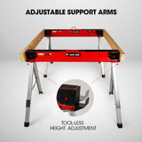 Baumr-AG 2 x Steel Saw Horse, 1000kg Capacity Folding Adjustable Sawhorses, 2x4 Support Arms - 45-Degree Angle