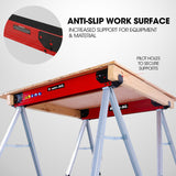 Baumr-AG 2 x Steel Saw Horse, 1000kg Capacity Folding Adjustable Sawhorses, 2x4 Support Arms - Low Angle