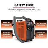 ROSSI 40 Amp Plasma Cutter, Portable Oxy Torch Cutting Machine, with Built-in Air Compressor, 15A Plug - Side View