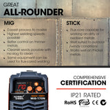 ROSSI 170Amp MIG ARC Stick Welder, with Carry Case & Accessories, 15A Plug - Top-Down View